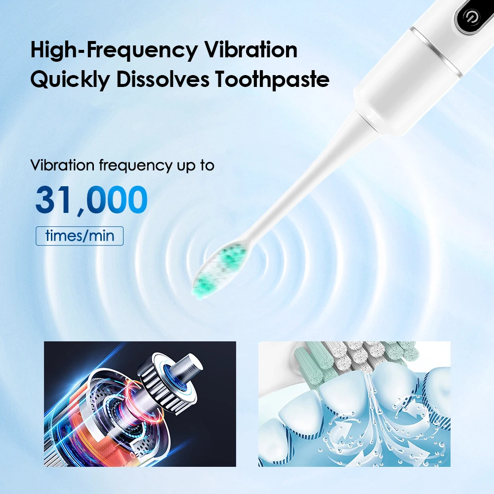 Electric Toothbrush 6 Brush Heads Sonic Electric Toothbrush with 31000VPM Deep Clean 6 Modes Waterproof Rechargeable for Adults