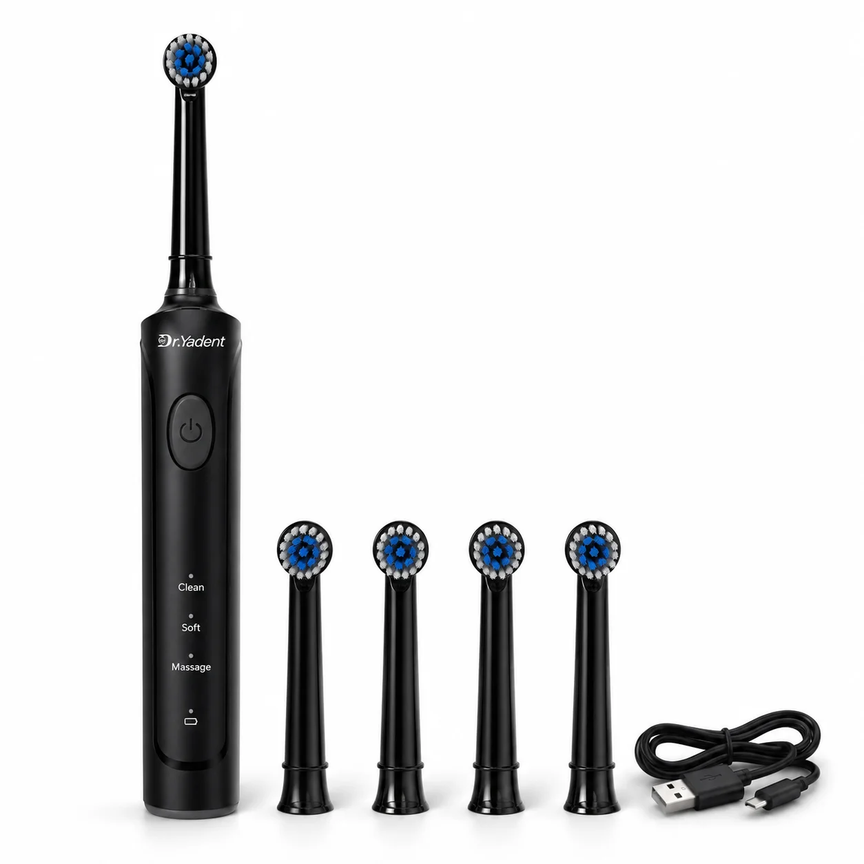 Dr.Yadent Rotating Electric Toothbrush IPX7 Waterproof 3 Modes 4 Toothbrush Head Rechargeable Battery for Adult Deeper Cleaning