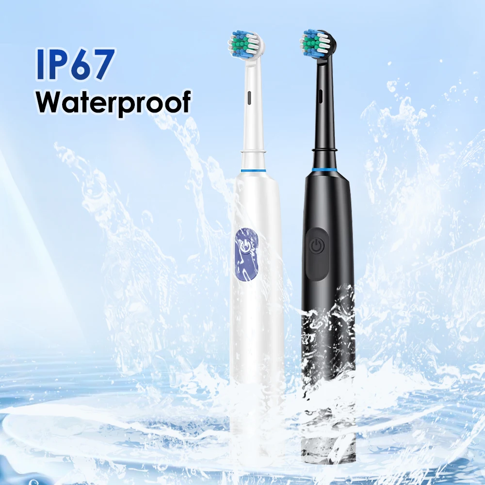 Smart Rotating Timing Electric Toothbrush, Rechargeable Rotary Toothbrush with 4 Heads, 5 Modes Setting Teeth Whitening Oral Car