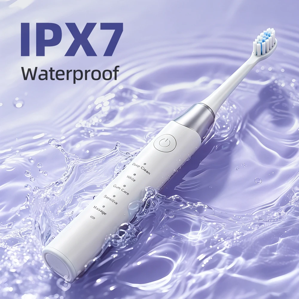 Electric Toothbrush Rotation 5 Modes Whitening Sensitive Gum Care Oral Deep Clean Tool IPX7 Waterproof Teeth Brush with 4 Heads