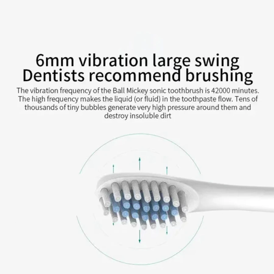 Sonic Electric Toothbrush for Adults IPX7 Waterproof DuPont Brush Head USB Rechargeable High Frequency Cleaning 6 Cleaning-Modes