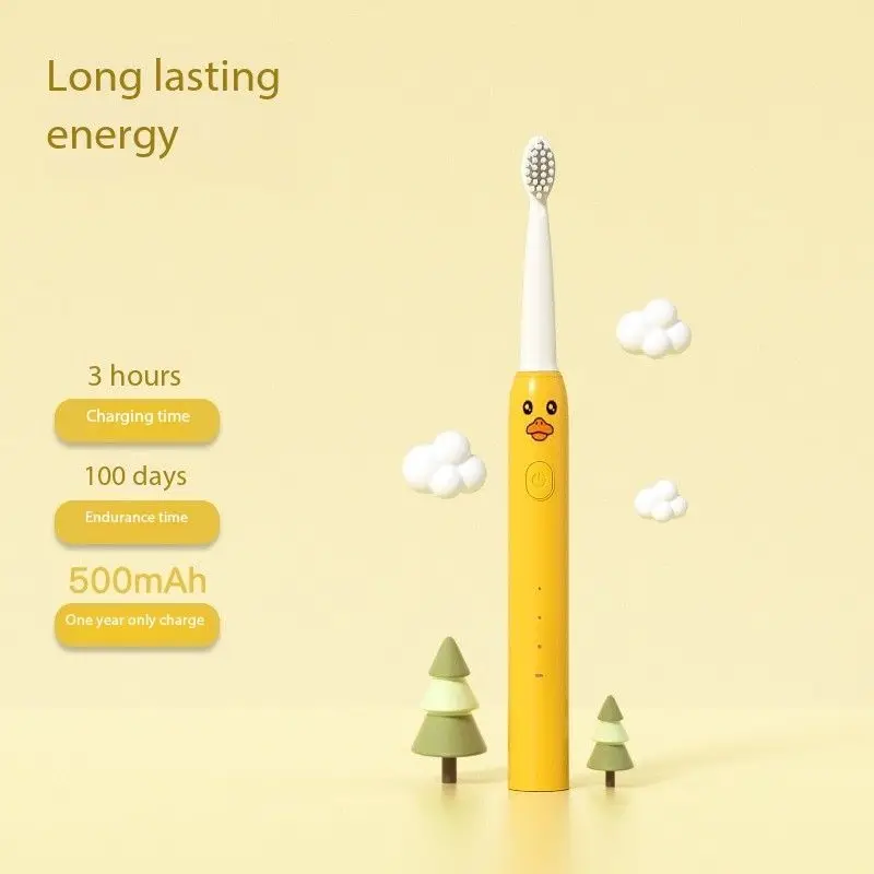 Cartoon Kids Electric Toothbrush, Rechargeable Sonic Children Tooth Brush with 4 Soft Brush Heads, 3 Modes IPX7 Waterproof 2 Min