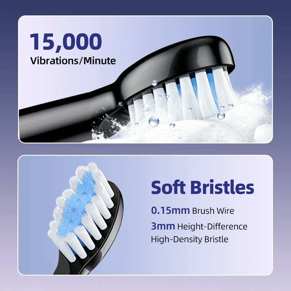 Sonic Electric Toothbrush 5 Mode IPX7 Waterproof 15000 Vibration 2Min Timer 500mAh Adult Toothbrush Deep Clean Whitenin Gum Care