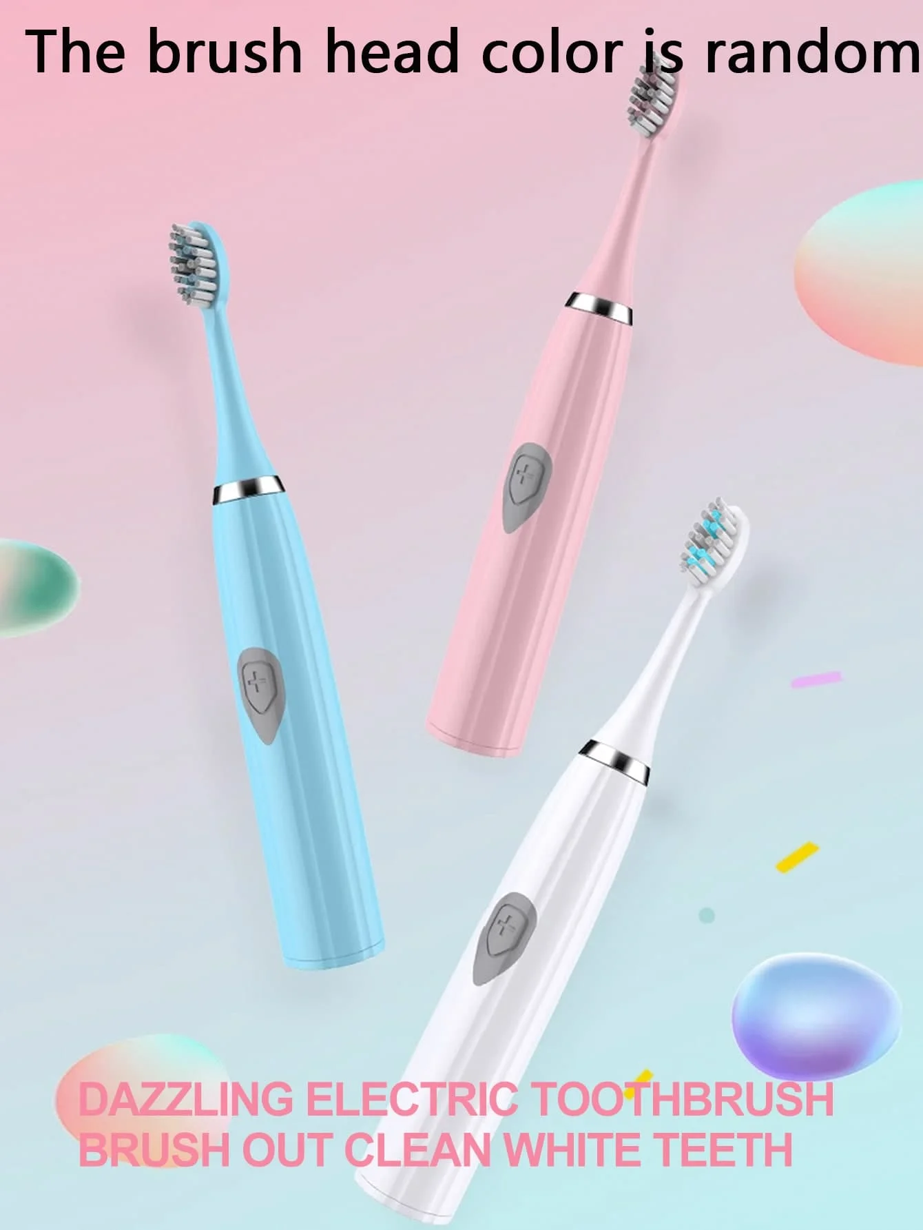 2026 Adult Electric Toothbrush , for home use or travel. Brush head colors are random Battery model（Batteries not includ）