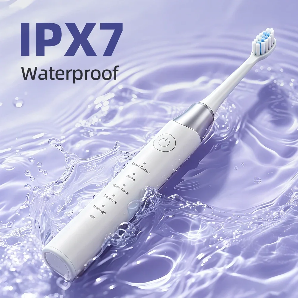 Sonic Electric Toothbrush 5 Mode IPX7 Waterproof 15000 Vibration 2Min Timer 500mAh Adult Toothbrush Deep Clean Whitenin Gum Care