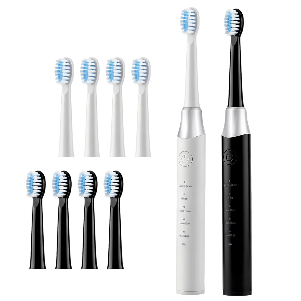 Electric Toothbrush Rotation 5 Modes Whitening Sensitive Gum Care Oral Deep Clean Tool IPX7 Waterproof Teeth Brush with 4 Heads
